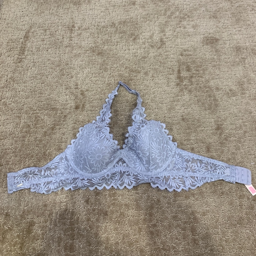 pink lace bralette over the neck, adjustable, 32B